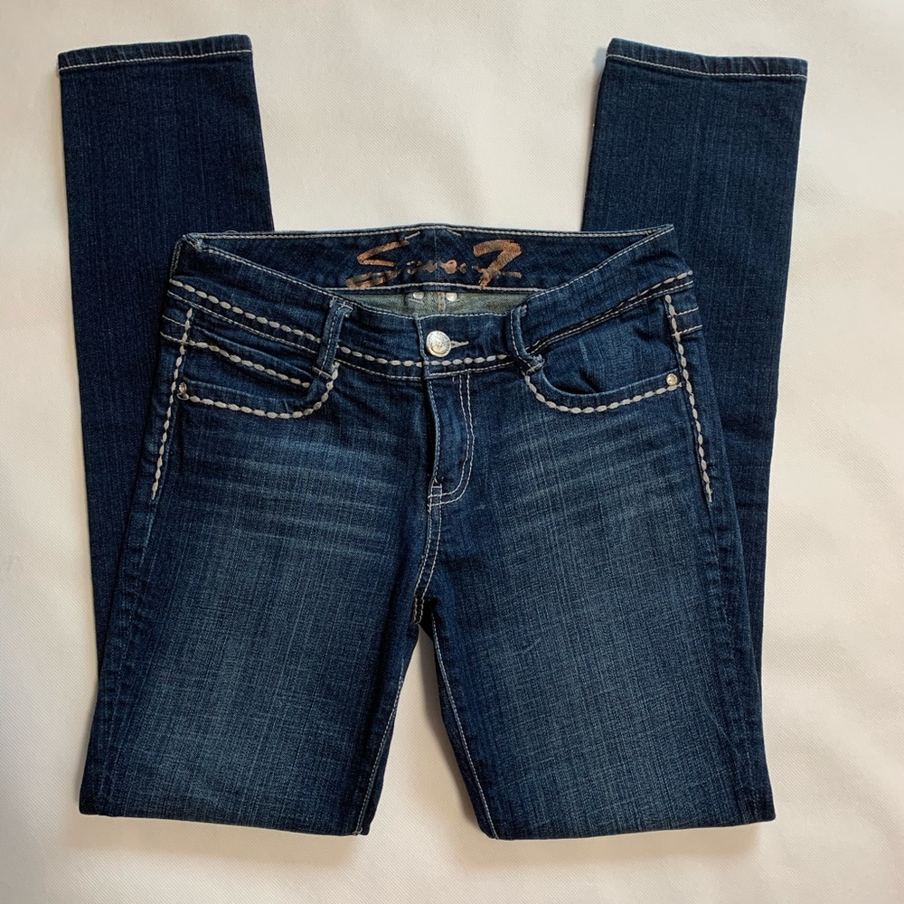 Seven7 Classic Mid Rise Skinny Jean Embellished
